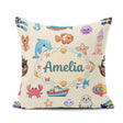 Custom Name Cartoon Sea Animals Diver Shark Crab Boat Lighthouse Square Filled Cushion Throw Pillow Sofa Bed Home Decor Zip Washable UK Made