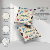 Custom Name Cartoon Sea Animals Diver Shark Crab Boat Lighthouse Square Filled Cushion Throw Pillow Sofa Bed Home Decor Zip Washable UK Made