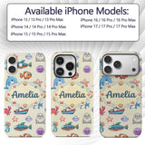 Cartoon Sea Animals Diver Dolphin Shark Crab Boat Custom Name Protective Phone Case Mobile Cover Durable Everyday Smartphone Shock Resistant