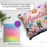 Custom Name Cartoon Sea Diver Dolphin Shark Boat Lighthouse Soft Square Filled Cushion Throw Pillow Sofa Bed Home Decor Zip Washable UK Made