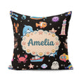 Custom Name Cartoon Sea Animals Diver Dolphin Shark Black Bubble Square Filled Cushion Throw Pillow Sofa Bed Home Decor Zip Washable UK Made