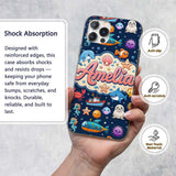 Cartoon Sea Animals Diver Dolphin Shark Crab Boat Custom Name Protective Phone Case Mobile Cover Durable Everyday Smartphone Shock Resistant