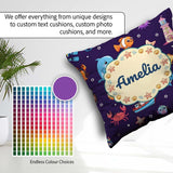 Custom Name Cartoon Animals Diver Dolphin Shark Crab Boat Purple Square Filled Cushion Throw Pillow Sofa Bed Home Decor Zip Washable UK Made