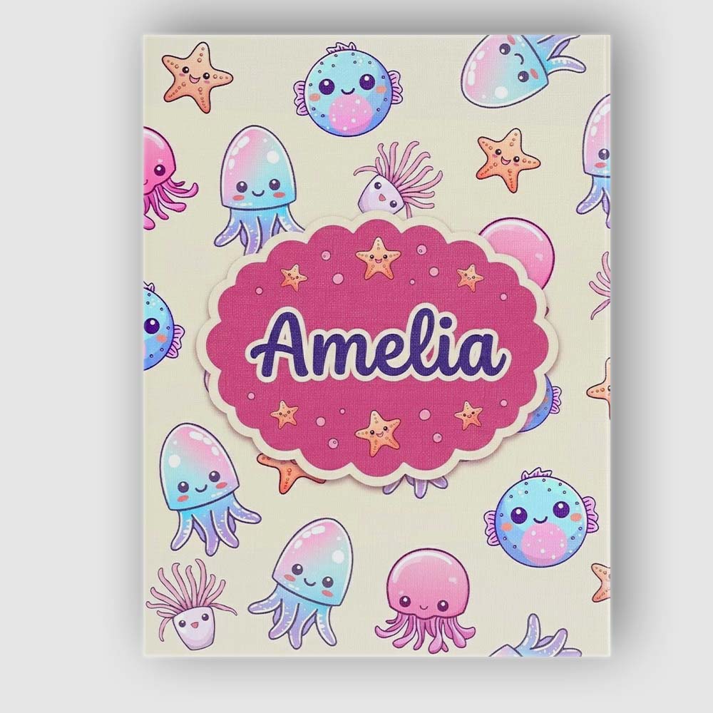Personalised Name Cute Kawaii Jellyfish Custom  Modern Room Accent Elegant Feature Canvas Wall Art Print Decor Picture Ready to Hang