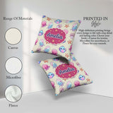 Custom Name Cute Kawaii Jellyfish Starfish Ocean Creatures Cream Square Filled Cushion Throw Pillow Sofa Bed Home Decor Zip Washable UK Made