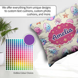 Custom Name Cute Kawaii Jellyfish Starfish Ocean Creatures Cream Square Filled Cushion Throw Pillow Sofa Bed Home Decor Zip Washable UK Made
