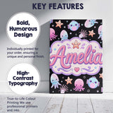 Personalised Name Kawaii Jellyfish Puffer Custom  Unique Gift Idea Elegant Feature Canvas Wall Art Print Decor Picture Ready to Hang