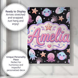 Personalised Name Kawaii Jellyfish Puffer Custom  Unique Gift Idea Elegant Feature Canvas Wall Art Print Decor Picture Ready to Hang