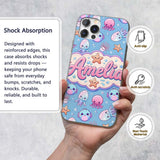 Kawaii Jellyfish Puffer Fish Starfish Pastel Custom Name Protective Phone Case Mobile Cover Durable Everyday Smartphone Shock Resistant