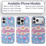 Kawaii Jellyfish Puffer Fish Starfish Pastel Custom Name Protective Phone Case Mobile Cover Durable Everyday Smartphone Shock Resistant