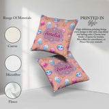 Custom Name Kawaii Jellyfish Fish Starfish Ocean Creatures Peach Square Filled Cushion Throw Pillow Sofa Bed Home Decor Zip Washable UK Made