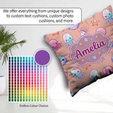 Custom Name Kawaii Jellyfish Fish Starfish Ocean Creatures Peach Square Filled Cushion Throw Pillow Sofa Bed Home Decor Zip Washable UK Made
