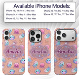 Kawaii Jellyfish Puffer Fish Starfish Pastel Custom Name Protective Phone Case Mobile Cover Durable Everyday Smartphone Shock Resistant