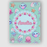 Personalised Name Kawaii Jellyfish Puffer Custom  Unique Gift Idea Elegant Feature Canvas Wall Art Print Decor Picture Ready to Hang