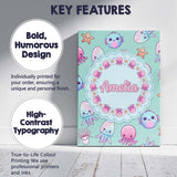Personalised Name Kawaii Jellyfish Puffer Custom  Unique Gift Idea Elegant Feature Canvas Wall Art Print Decor Picture Ready to Hang
