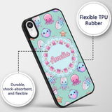 Kawaii Jellyfish Puffer Fish Starfish Pastel Custom Name Protective Phone Case Mobile Cover Durable Everyday Smartphone Shock Resistant
