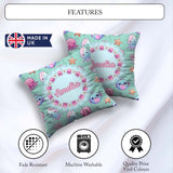 Custom Name Kawaii Jellyfish Puffer Fish Starfish Creatures Mint Square Filled Cushion Throw Pillow Sofa Bed Home Decor Zip Washable UK Made