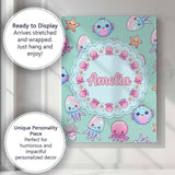 Personalised Name Kawaii Jellyfish Puffer Custom  Unique Gift Idea Elegant Feature Canvas Wall Art Print Decor Picture Ready to Hang