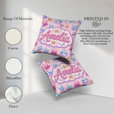 Custom Name Kawaii Jellyfish Puffer Fish Starfish Creatures Pink Square Filled Cushion Throw Pillow Sofa Bed Home Decor Zip Washable UK Made