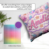Custom Name Kawaii Jellyfish Puffer Fish Starfish Creatures Pink Square Filled Cushion Throw Pillow Sofa Bed Home Decor Zip Washable UK Made