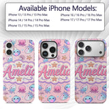 Kawaii Jellyfish Puffer Fish Starfish Pastel Custom Name Protective Phone Case Mobile Cover Durable Everyday Smartphone Shock Resistant