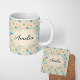 Personalized Custom Name Colour Splash Artistic Drip Abstract Multicolour Pattern Lovely 11oz Ceramic Coffee Tea Mug White Large Handle