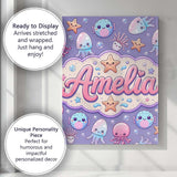 Personalised Name Jellyfish Puffer Fish Custom  Modern Room Accent Elegant Feature Canvas Wall Art Print Decor Picture Ready to Hang