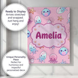 Personalised Name Kawaii Jellyfish Puffer Custom  Unique Gift Idea Elegant Feature Canvas Wall Art Print Decor Picture Ready to Hang