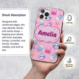 Kawaii Jellyfish Puffer Fish Starfish Pastel Custom Name Protective Phone Case Mobile Cover Durable Everyday Smartphone Shock Resistant