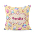 Custom Name Kawaii Jellyfish Puffer Starfish Pastel Ocean Yellow Square Filled Cushion Throw Pillow Sofa Bed Home Decor Zip Washable UK Made