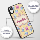 Kawaii Jellyfish Puffer Fish Starfish Pastel Custom Name Protective Phone Case Mobile Cover Durable Everyday Smartphone Shock Resistant