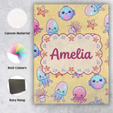 Personalised Name Kawaii Jellyfish Puffer Custom  Unique Gift Idea Elegant Feature Canvas Wall Art Print Decor Picture Ready to Hang