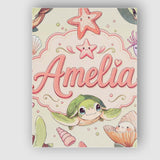 Personalised Name Cute Kawaii Sea Turtle Custom  Unique Gift Idea Elegant Feature Canvas Wall Art Print Decor Picture Ready to Hang