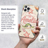 Cute Kawaii Sea Turtle Starfish Shells Ocean Custom Name Protective Phone Case Mobile Cover Durable Everyday Smartphone Shock Resistant