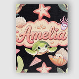 Personalised Name Cute Kawaii Sea Turtle Custom  Unique Gift Idea Elegant Feature Canvas Wall Art Print Decor Picture Ready to Hang