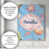 Personalised Name Cute Kawaii Sea Turtle Custom  Unique Gift Idea Elegant Feature Canvas Wall Art Print Decor Picture Ready to Hang