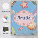 Personalised Name Cute Kawaii Sea Turtle Custom  Unique Gift Idea Elegant Feature Canvas Wall Art Print Decor Picture Ready to Hang