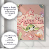 Personalised Name Cute Kawaii Sea Turtle Custom  Unique Gift Idea Elegant Feature Canvas Wall Art Print Decor Picture Ready to Hang