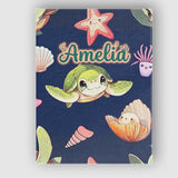 Personalised Name Cute Kawaii Sea Turtle Custom  Unique Gift Idea Elegant Feature Canvas Wall Art Print Decor Picture Ready to Hang
