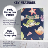 Personalised Name Cute Kawaii Sea Turtle Custom  Unique Gift Idea Elegant Feature Canvas Wall Art Print Decor Picture Ready to Hang