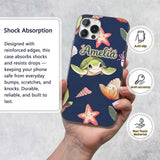 Cute Kawaii Sea Turtle Starfish Shells Ocean Custom Name Protective Phone Case Mobile Cover Durable Everyday Smartphone Shock Resistant