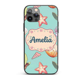 Cute Kawaii Sea Turtle Starfish Shells Ocean Custom Name Protective Phone Case Mobile Cover Durable Everyday Smartphone Shock Resistant