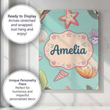 Personalised Name Cute Kawaii Sea Turtle Custom  Unique Gift Idea Elegant Feature Canvas Wall Art Print Decor Picture Ready to Hang