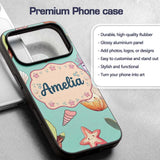 Cute Kawaii Sea Turtle Starfish Shells Ocean Custom Name Protective Phone Case Mobile Cover Durable Everyday Smartphone Shock Resistant