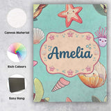 Personalised Name Cute Kawaii Sea Turtle Custom  Unique Gift Idea Elegant Feature Canvas Wall Art Print Decor Picture Ready to Hang