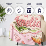 Cute Kawaii Sea Turtle Starfish Shells Ocean Friends Blush Lovely  Personalised Custom Name Super Soft Fleece Blanket Bed Sofa Throw