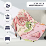 Cute Kawaii Sea Turtle Starfish Shells Ocean Friends Blush Lovely  Personalised Custom Name Super Soft Fleece Blanket Bed Sofa Throw