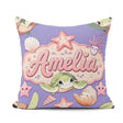 Custom Name Cute Kawaii Sea Turtle Starfish Shells Ocean Friends Square Filled Cushion Throw Pillow Sofa Bed Home Decor Zip Washable UK Made
