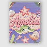 Personalised Name Cute Kawaii Sea Turtle Custom  Unique Gift Idea Elegant Feature Canvas Wall Art Print Decor Picture Ready to Hang