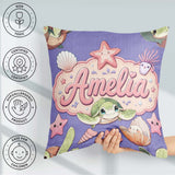 Custom Name Cute Kawaii Sea Turtle Starfish Shells Ocean Friends Square Filled Cushion Throw Pillow Sofa Bed Home Decor Zip Washable UK Made